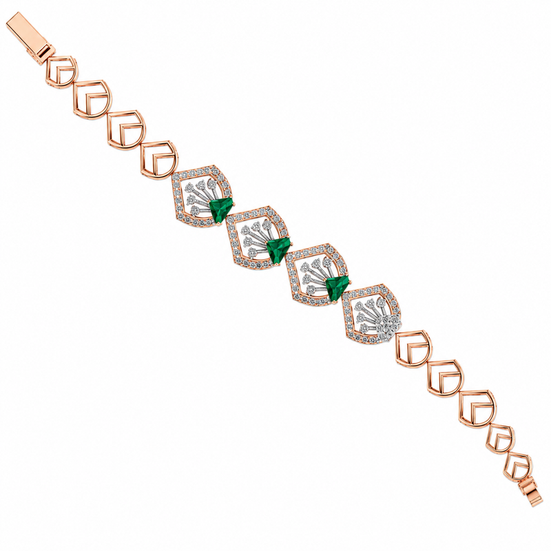 Emerald Halo Diamond Bracelet