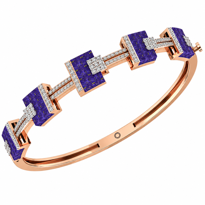 Royal Amethyst Diamond Geometric Bangle