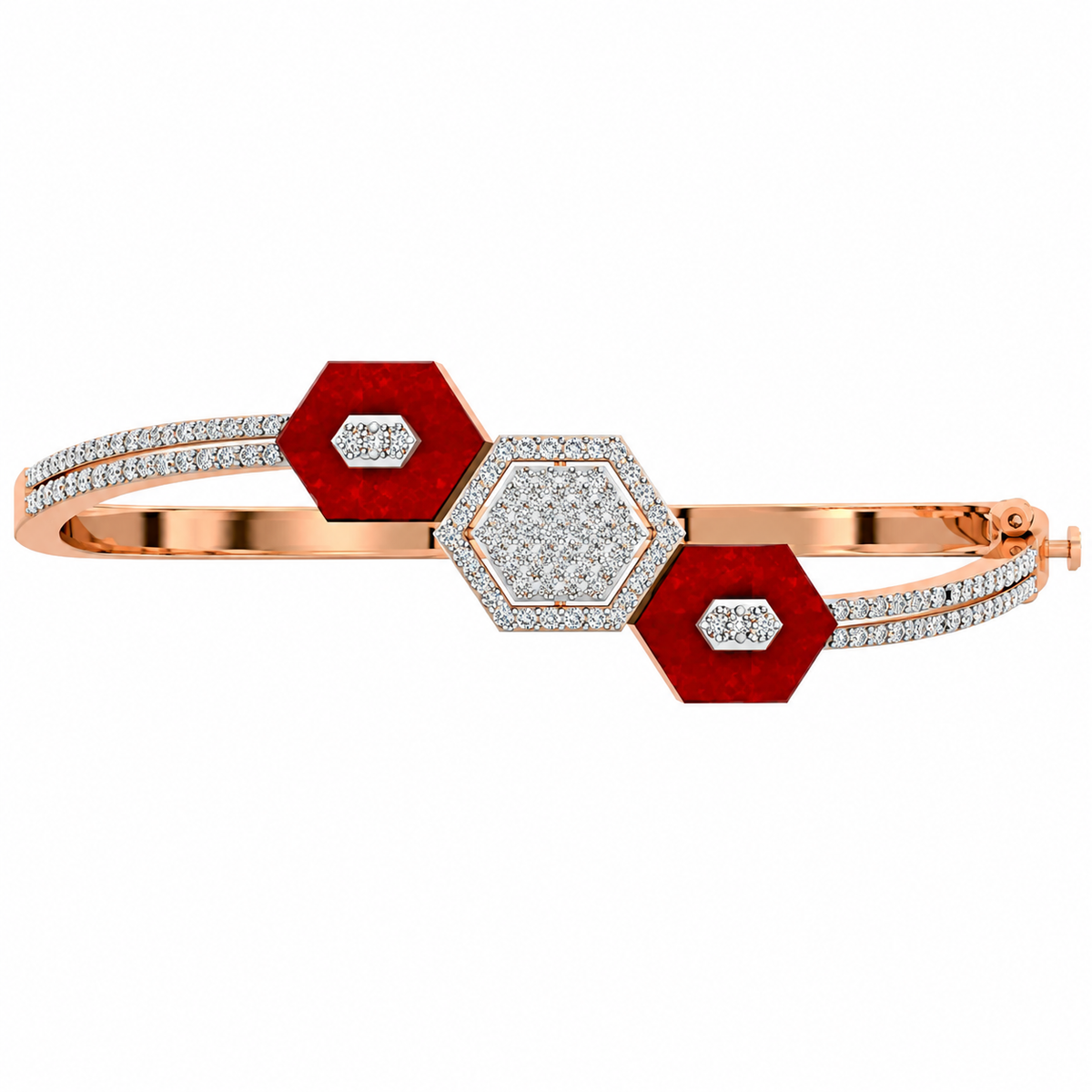 Ruby hexa diamond luxe bangle