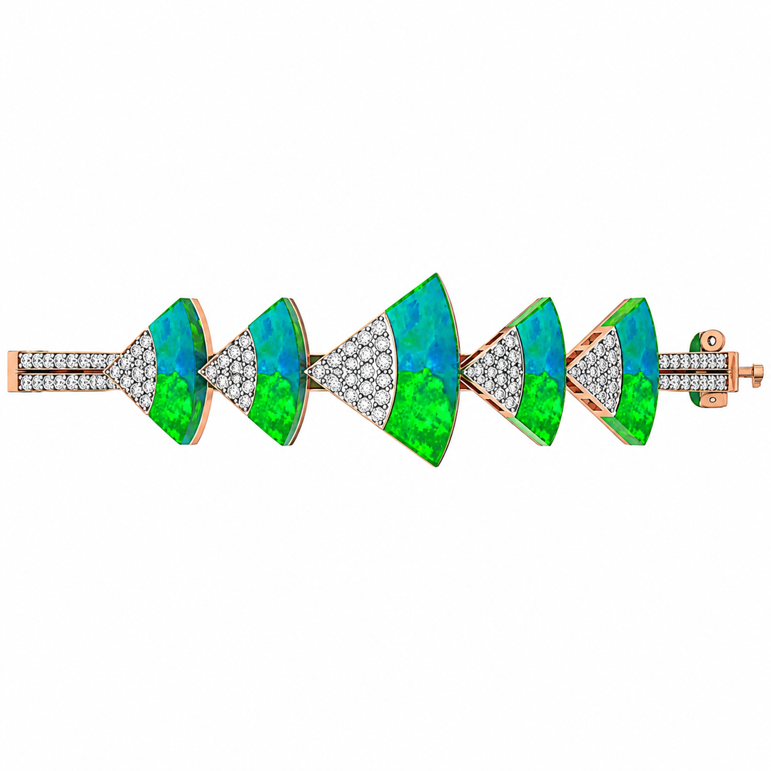 Emerald Wave Diamond Designer Bracelet