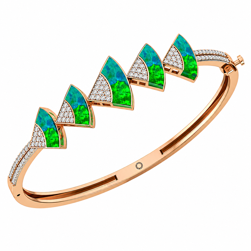 Emerald Wave Diamond Designer Bangle