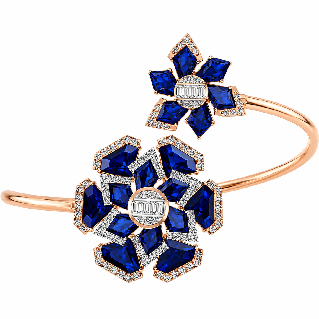 Royal Sapphire Floral Diamond Bracelet