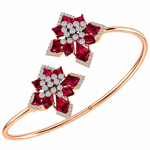 Ruby Blossom Diamond Open Bangle