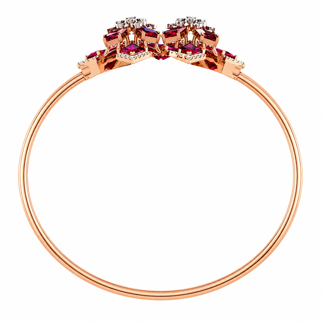Ruby Blossom Diamond Open Bracelet