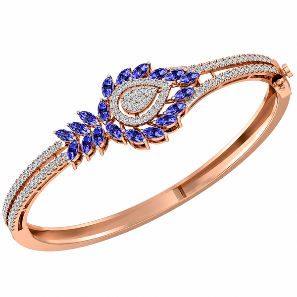 Royal Sapphire Leaf Diamond Bangle