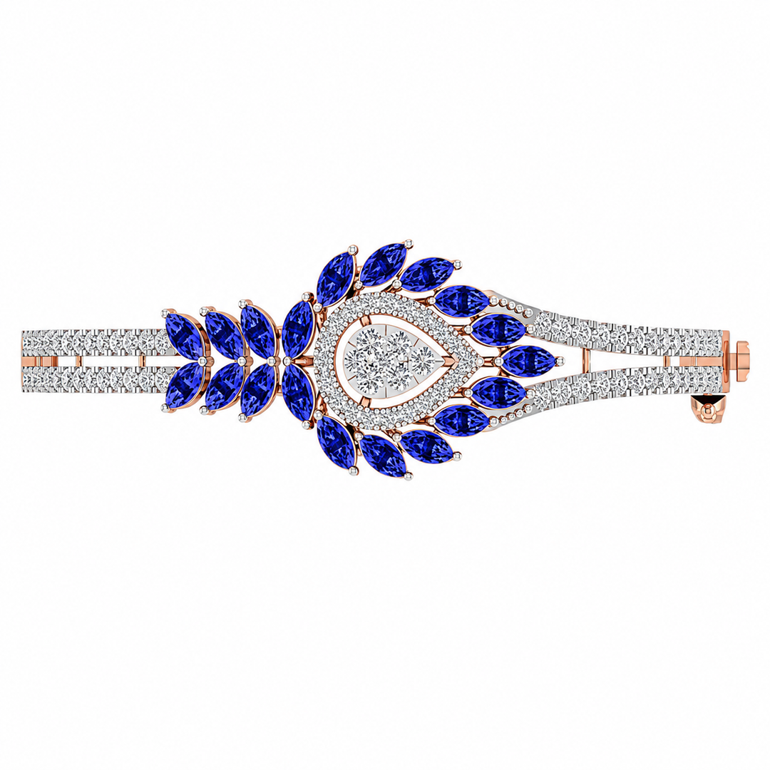Royal Sapphire Leaf Diamond Bracelet