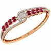 Ruby Leaf Halo Diamond Bangle