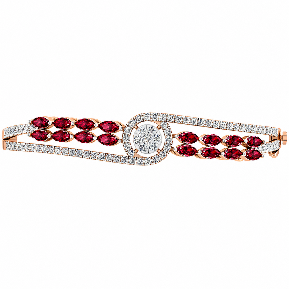 Ruby leaf halo diamond bangle