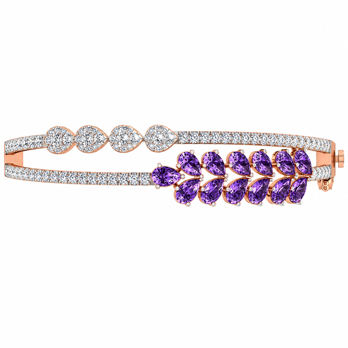 Amethyst leaf diamond luxe bangle