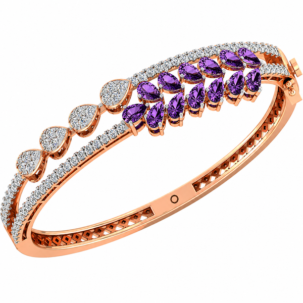 Amethyst Leaf Diamond Luxe Bangle