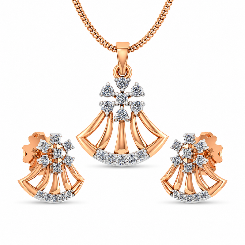 Royal Rose Gold Diamond Pendant Set