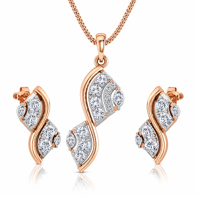 Rose Gold Infinity Sparkle Pendant Set
