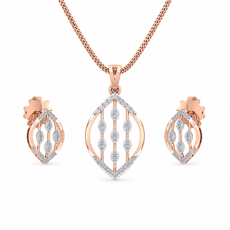 Rose Gold Leaf Elegance Pendant Set