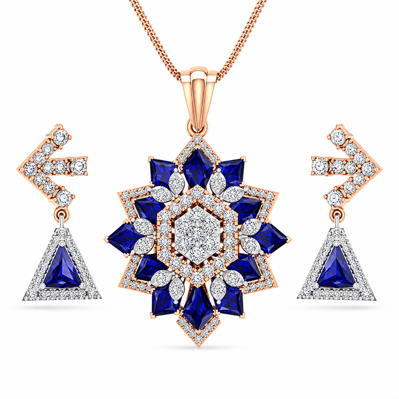 Royal Blue Starburst Pendant Set