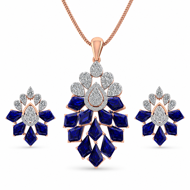 Royal Blue Peacock Elegance Pendant Set