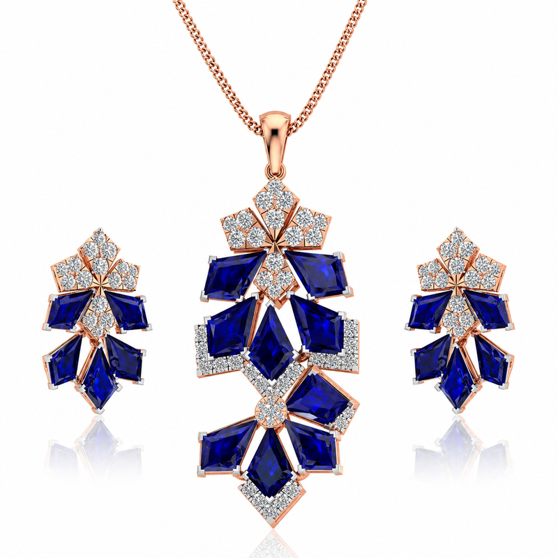 Royal Sapphire Designer Pendant Set