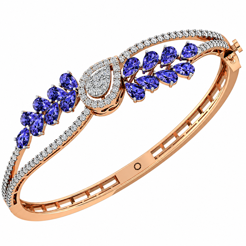Royal Sapphire Leaf Diamond Bangle