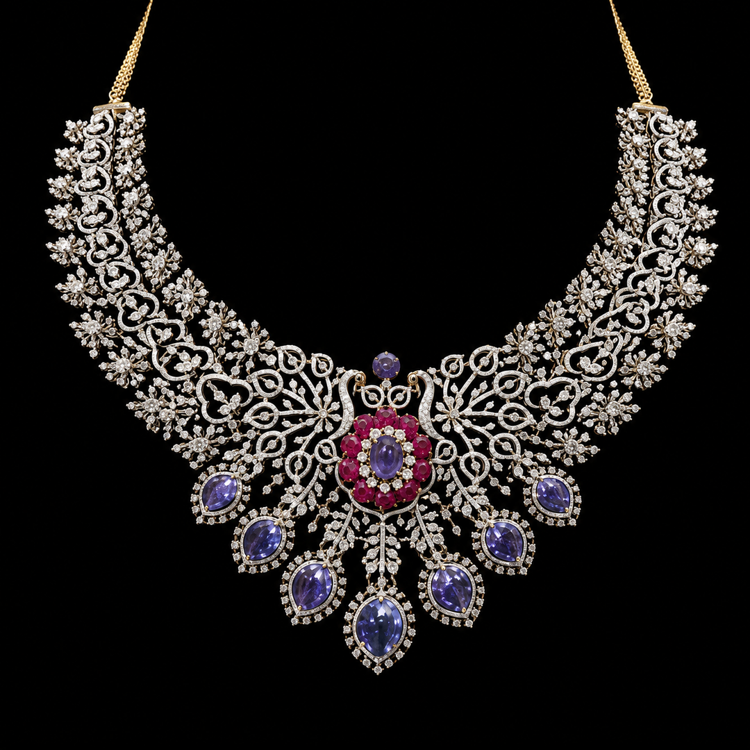 Royal Sapphire Peacock Necklace