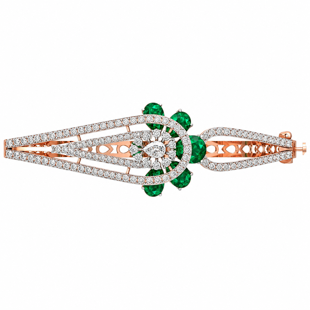 Emerald Floral Diamond Bracelet