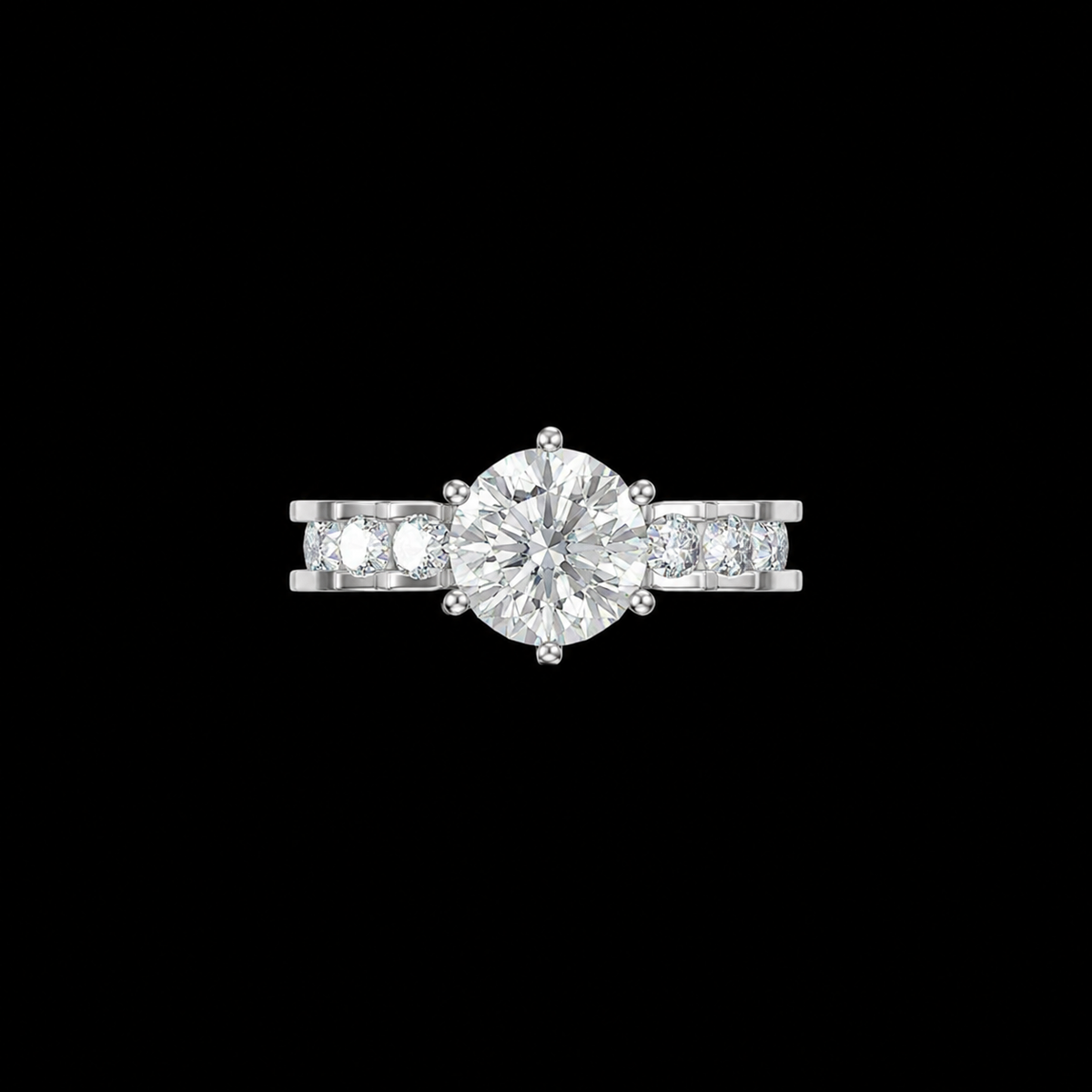 Diamond ring with a black background