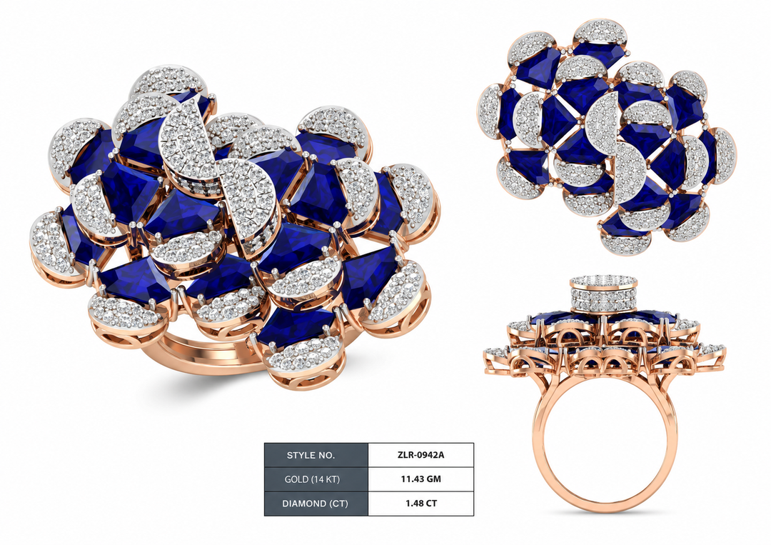 Royal Sapphire Mosaic Diamond Ring