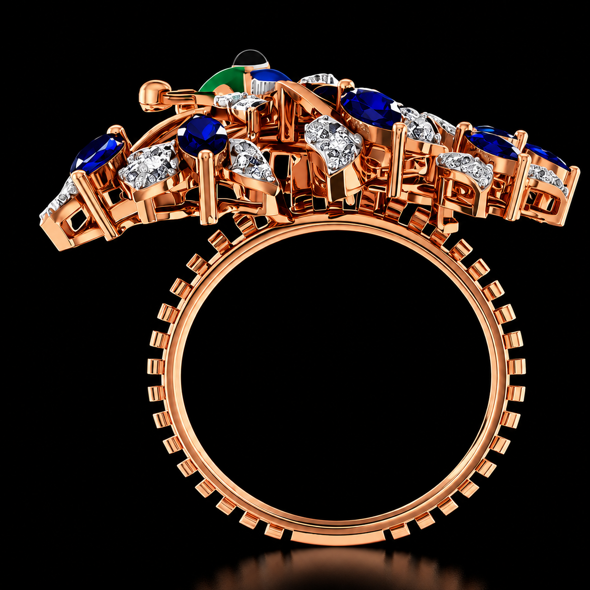 Majestic peacock diamond ring